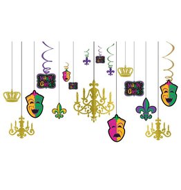 Mardi Gras Holiday Party Paper Jointed Glitter Letter Banner