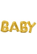 Gold BABY Letters Air Filled Banner Balloon (Will Not Float) 26" X 9"