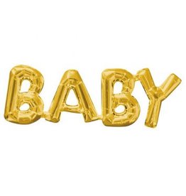 Gold BABY Letters Air Filled Banner Balloon (Will Not Float) 26" X 9"