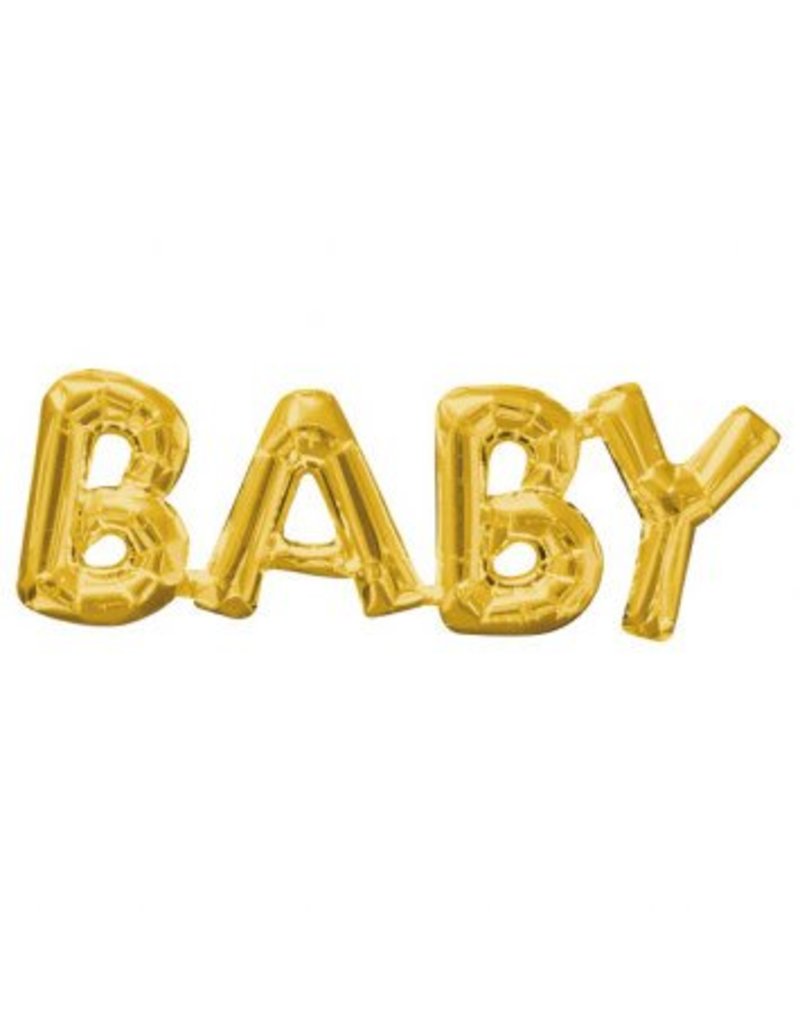 Gold BABY Letters Air Filled Banner Balloon (Will Not Float) 26" X 9"