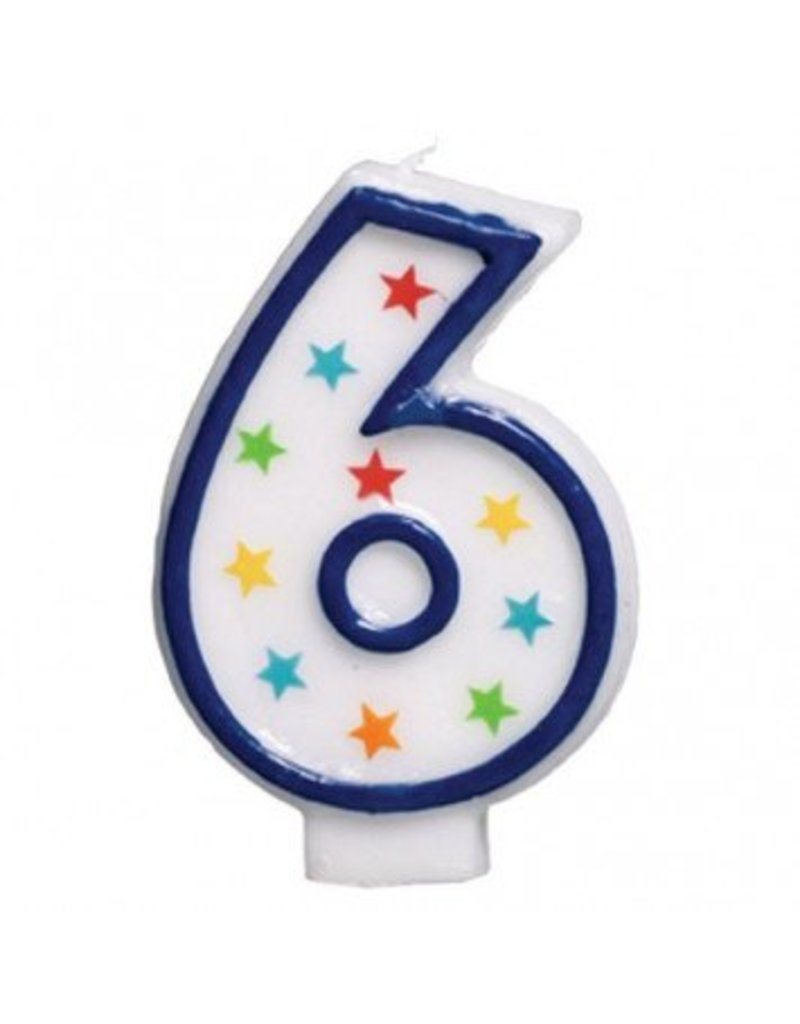 #6 Birthday Star Flat Molded Candle