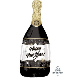 New Years Champagne  Bottle 36" Mylar Balloon