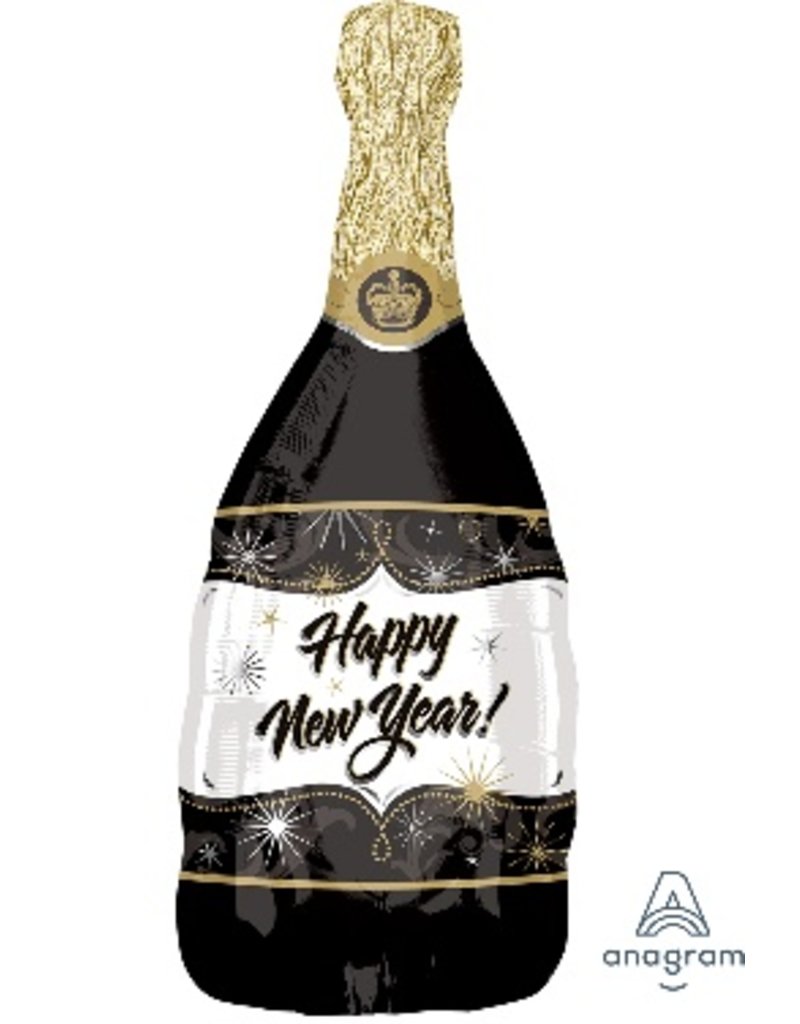 New Years Champagne  Bottle 36" Mylar Balloon