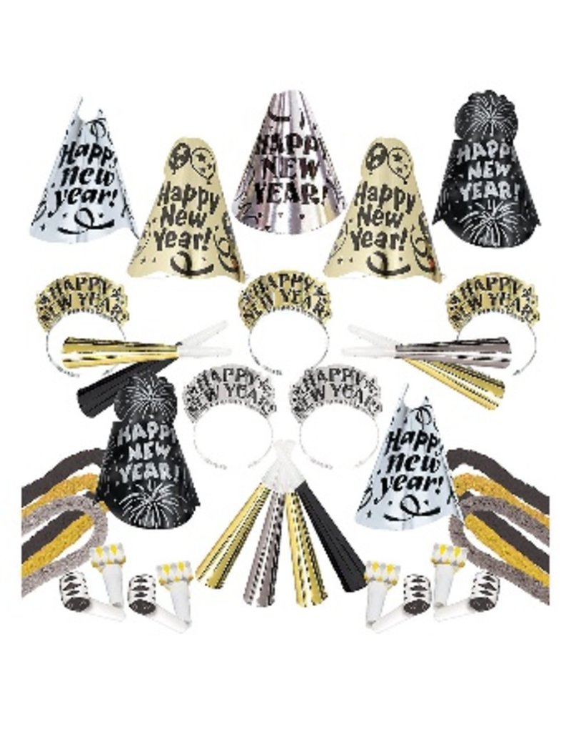 New Years Evening Sparkle New Years Kit For 50 Black /Silver/Gold