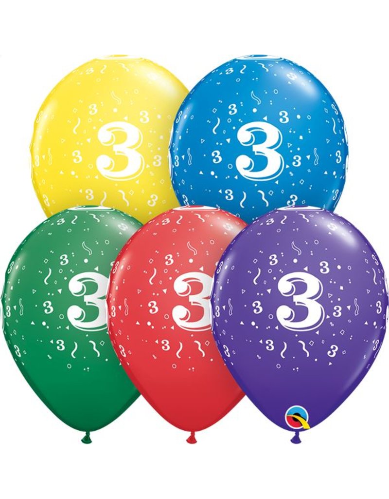 11" #3 Confetti Balloons  (Without Helium)