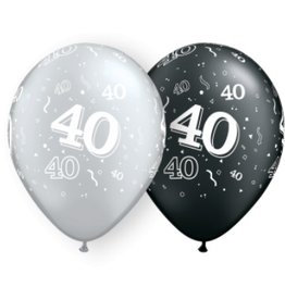11" #40 Around Black & Silver Balloons (Without Helium)