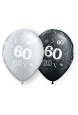 11" #60 Around Black & Silver Balloons (Without Helium)