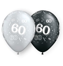 11" #60 Around Black & Silver Balloons (Without Helium)