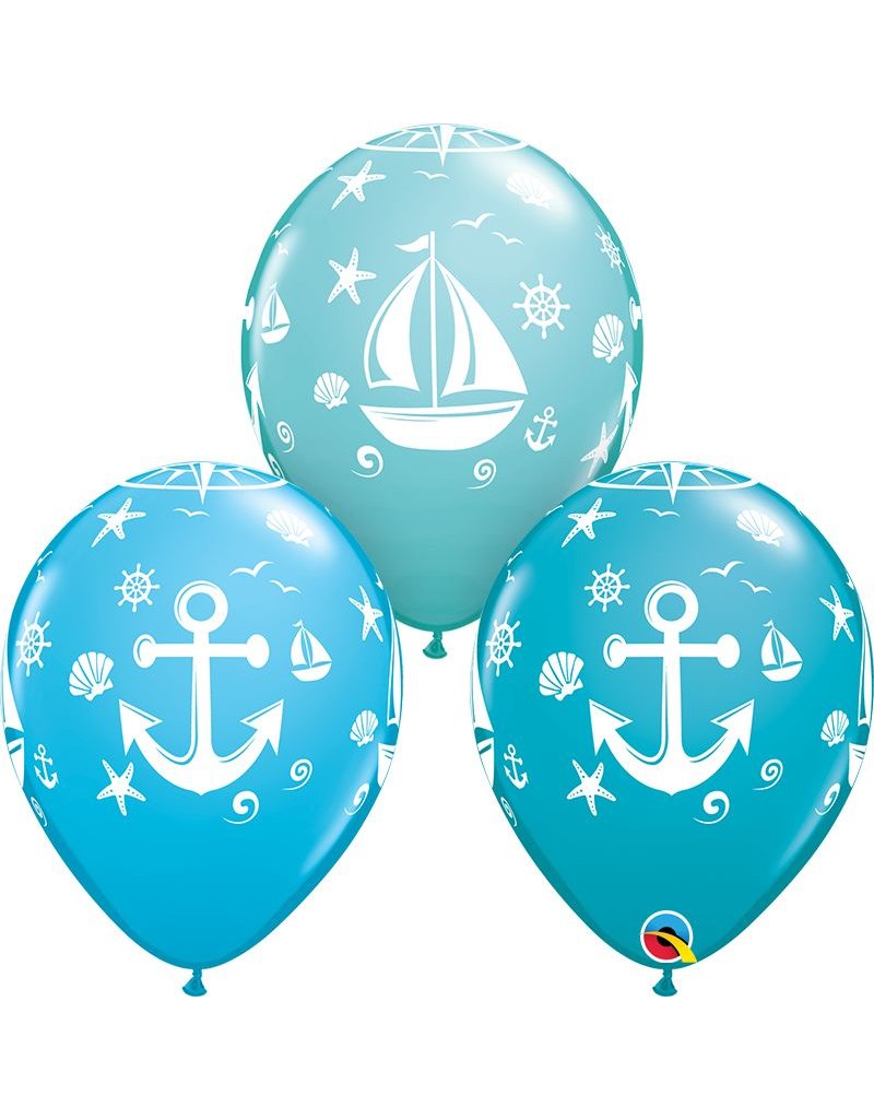 11" Nautical Sailboat and Anchor Balloon (Without Helium)