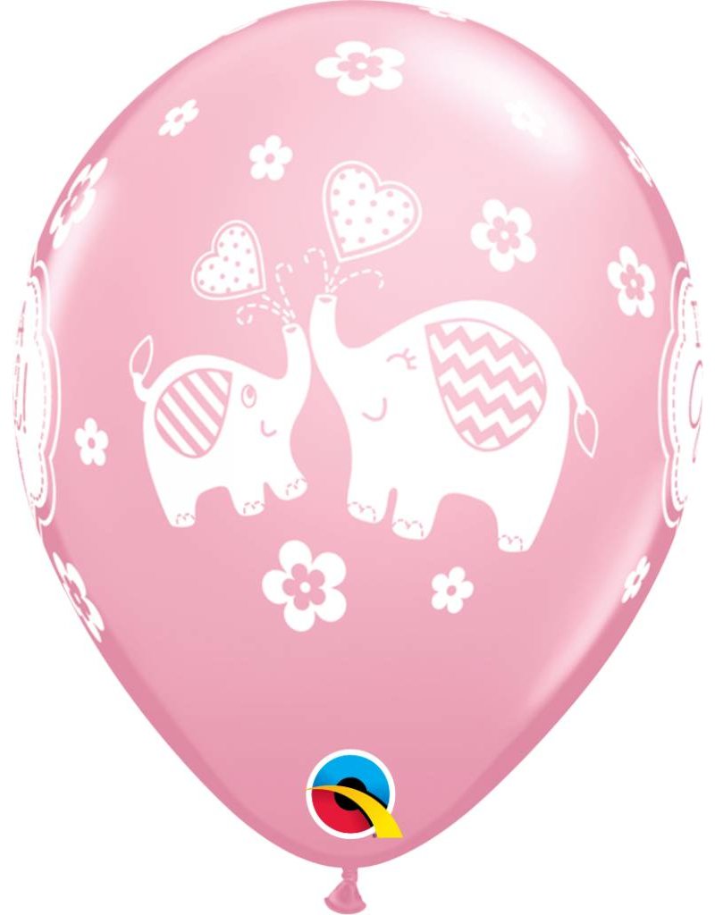 11" It's A Girl Elephants Balloon (Without Helium)