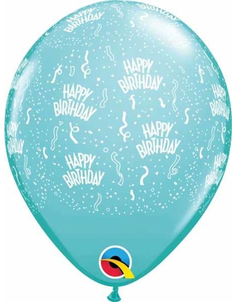 11" Birthday Around Caribbean Blue Balloons  (Without Helium)
