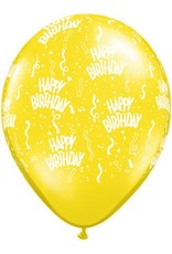 11" Birthday Around Citrine Yellow Balloons (Without Helium)