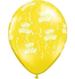 11" Birthday Around Citrine Yellow Balloons (Without Helium)