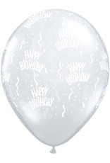 11" Birthday Around Clear Balloons (Without Helium)