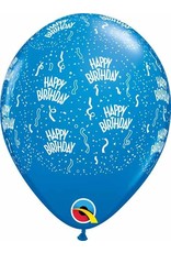 11" Birthday Around Dark Blue Balloons (Without Helium)