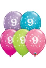 11" #9 Confetti Trendy Balloons (Without Helium)