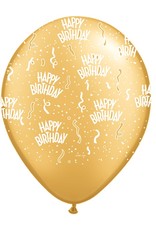 11" Birthday Around Gold Balloons (Without Helium)