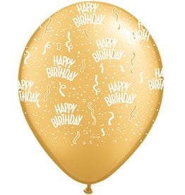 11" Birthday Around Gold Balloons (Without Helium)