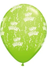 11" Birthday Around Lime Balloons (Without Helium)