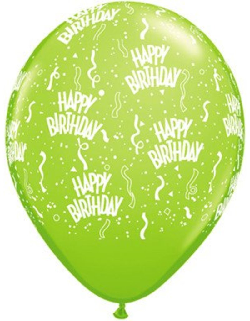 11" Birthday Around Lime Balloons (Without Helium)