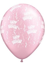 11" Birthday Around Pearl Pink Balloons (Without Helium)