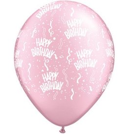 11" Birthday Around Pearl Pink Balloons (Without Helium)