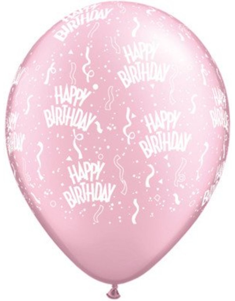 11" Birthday Around Pearl Pink Balloons (Without Helium)