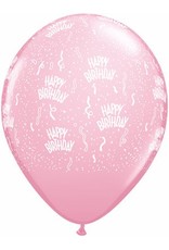 11" Birthday Around Pink Balloons (Without Helium)