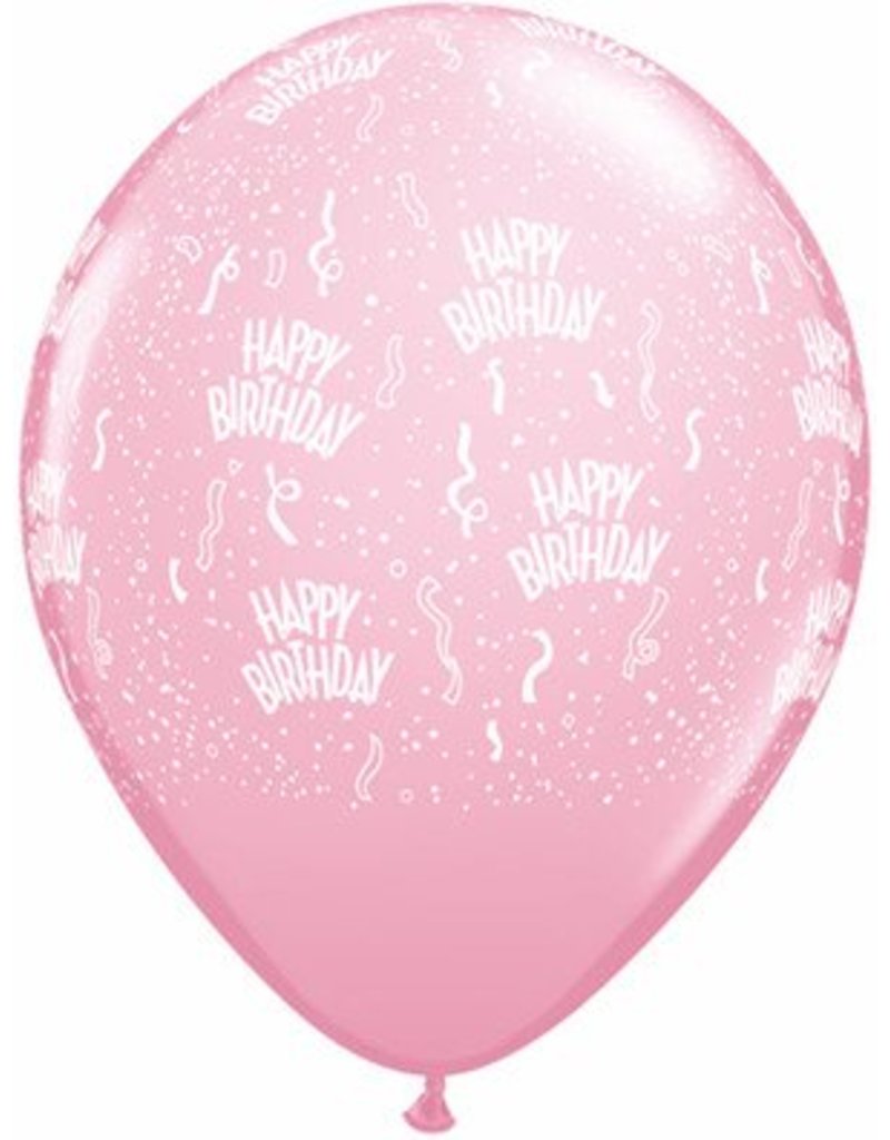 11" Birthday Around Pink Balloons (Without Helium)