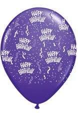 11" Birthday Around Purple Violet Balloons (Without Helium)