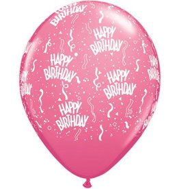 11" Birthday Around Rose Balloons (Without Helium)