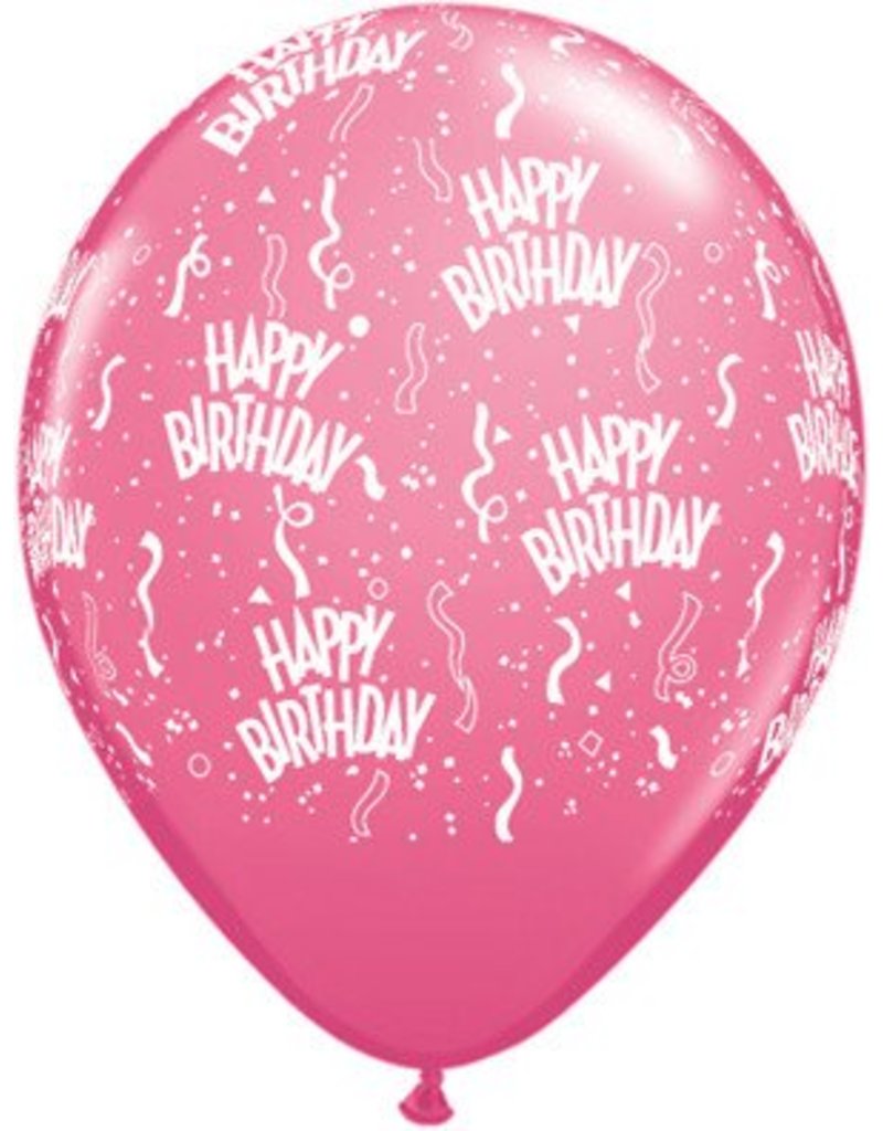 11" Birthday Around Rose Balloons (Without Helium)