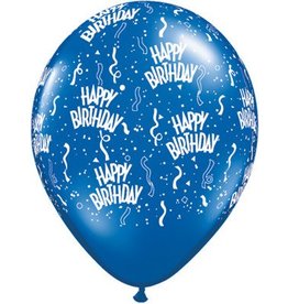 11" Birthday Around Sapphire Blue Balloons (Without Helium)
