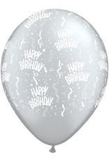 11" Birthday Around Silver Balloons (Without Helium)