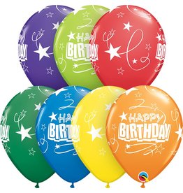 11" Birthday Carnival Loops & Stars Balloons (Without Helium)