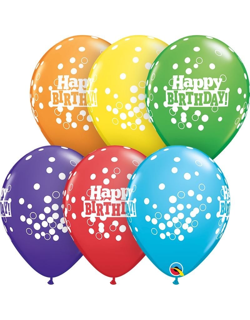 11" Birthday Confetti Dots Balloons (Without Helium)