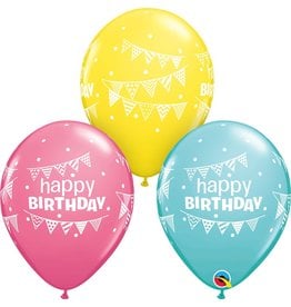 11" Birthday Pennant and Dots Balloon (Without Helium)