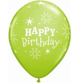 11" Birthday Sparkle Lime Green Balloon (Without Helium)