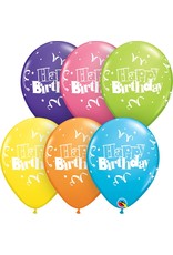 11" Birthday Streamers & Stars Balloon (Without Helium)