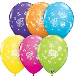 11" Cupcakes & Presents Balloons (Without Helium)
