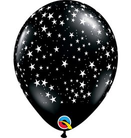 11" Black Stars Around Balloon (Without Helium)