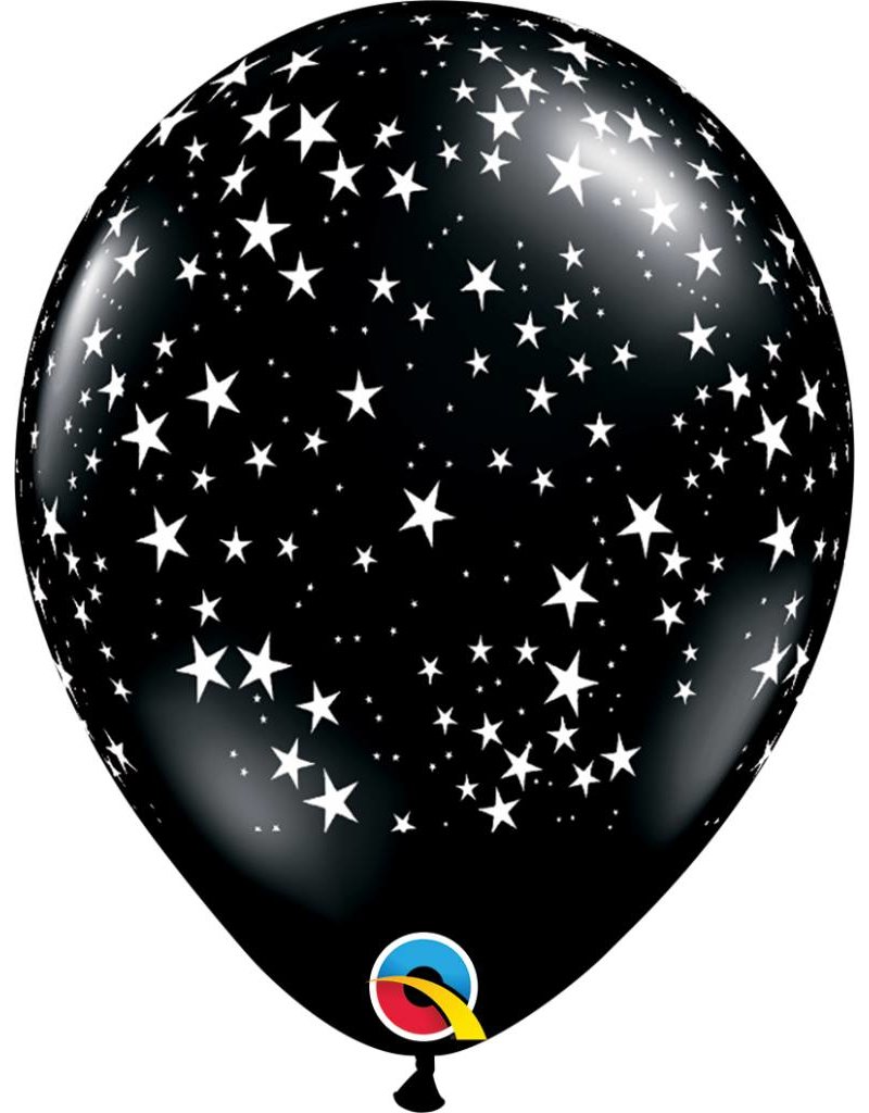 11" Black Stars Around Balloon (Without Helium)