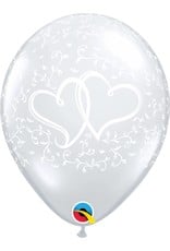 11" Clear Entwined Hearts Balloon (Without Helium)
