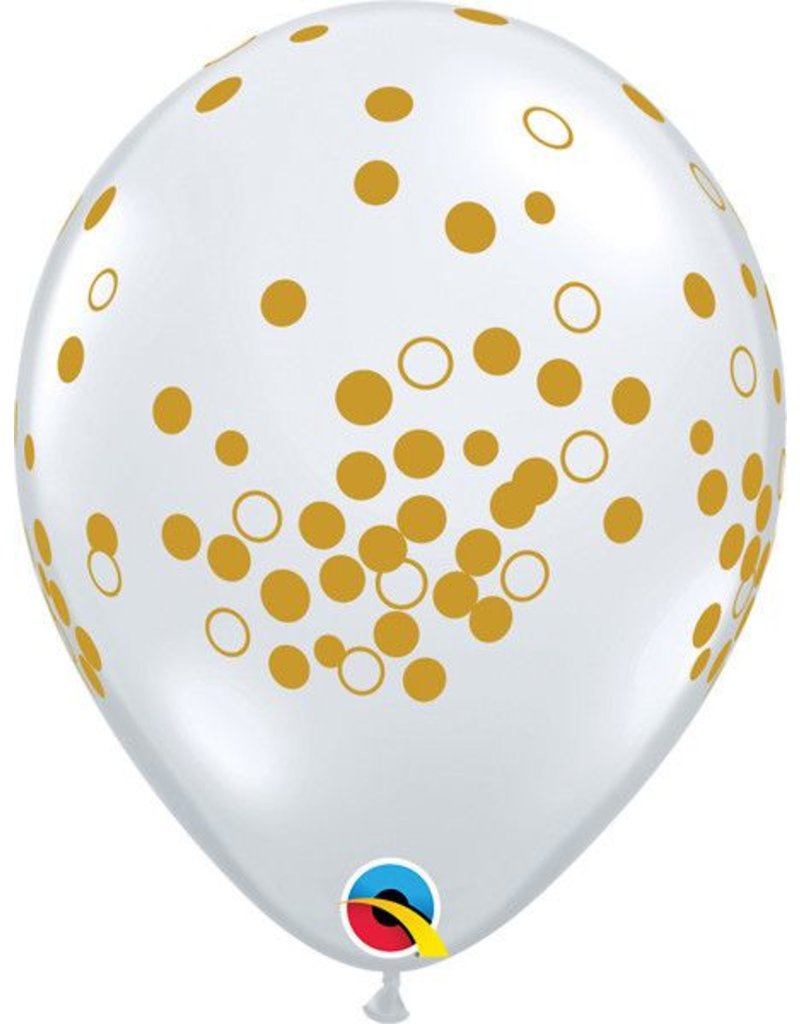 11" Confetti Clear with Gold Dots Balloon (Without Helium)