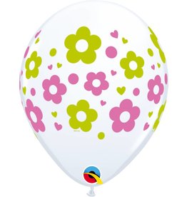 11" Daisy Dots & Hearts Balloon (Without Helium)