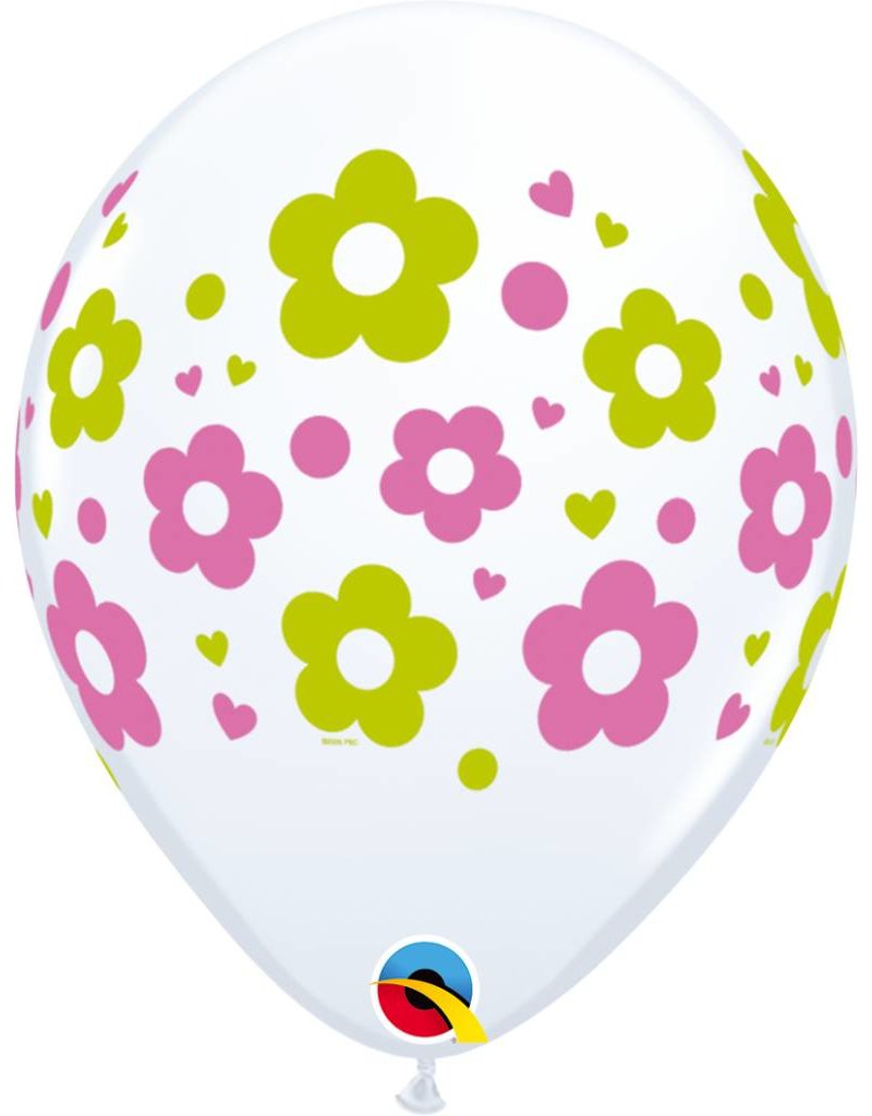 11" Daisy Dots & Hearts Balloon (Without Helium)