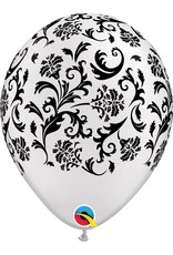 11" Pearl White Damask Balloon (Without Helium)