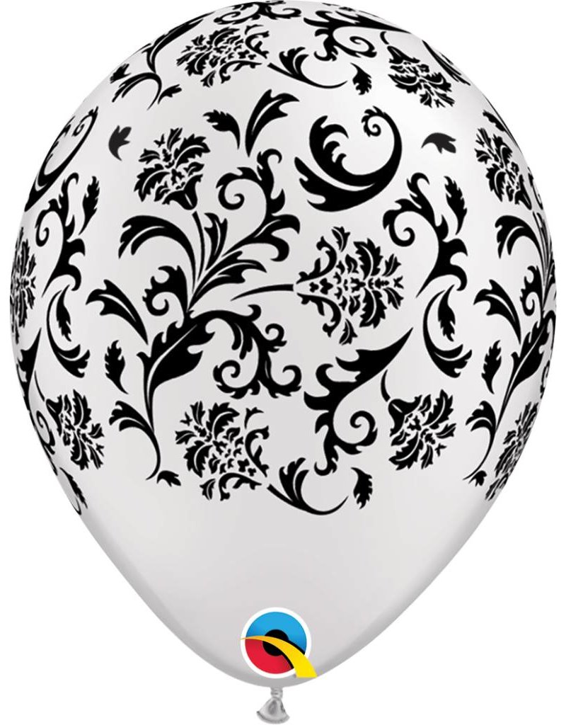 11" Pearl White Damask Balloon (Without Helium)