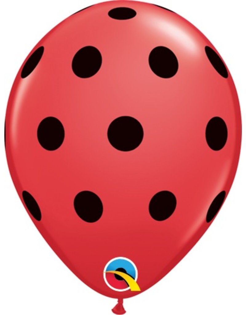 11" Big Polka Dots Red Balloon (Without Helium)