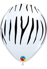 11" White Zebra Stripes Balloon (Without Helium)